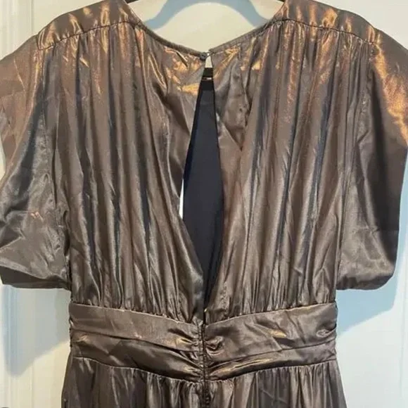 MISA Los Angeles Sophia Metallic Bronze Wide Leg Jumpsuit Medium NWT